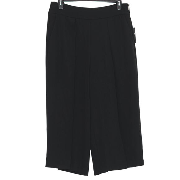 NWT Ralph Lauren Black Label Pants Cropped Wide Leg Pleated Minimalist Black 14